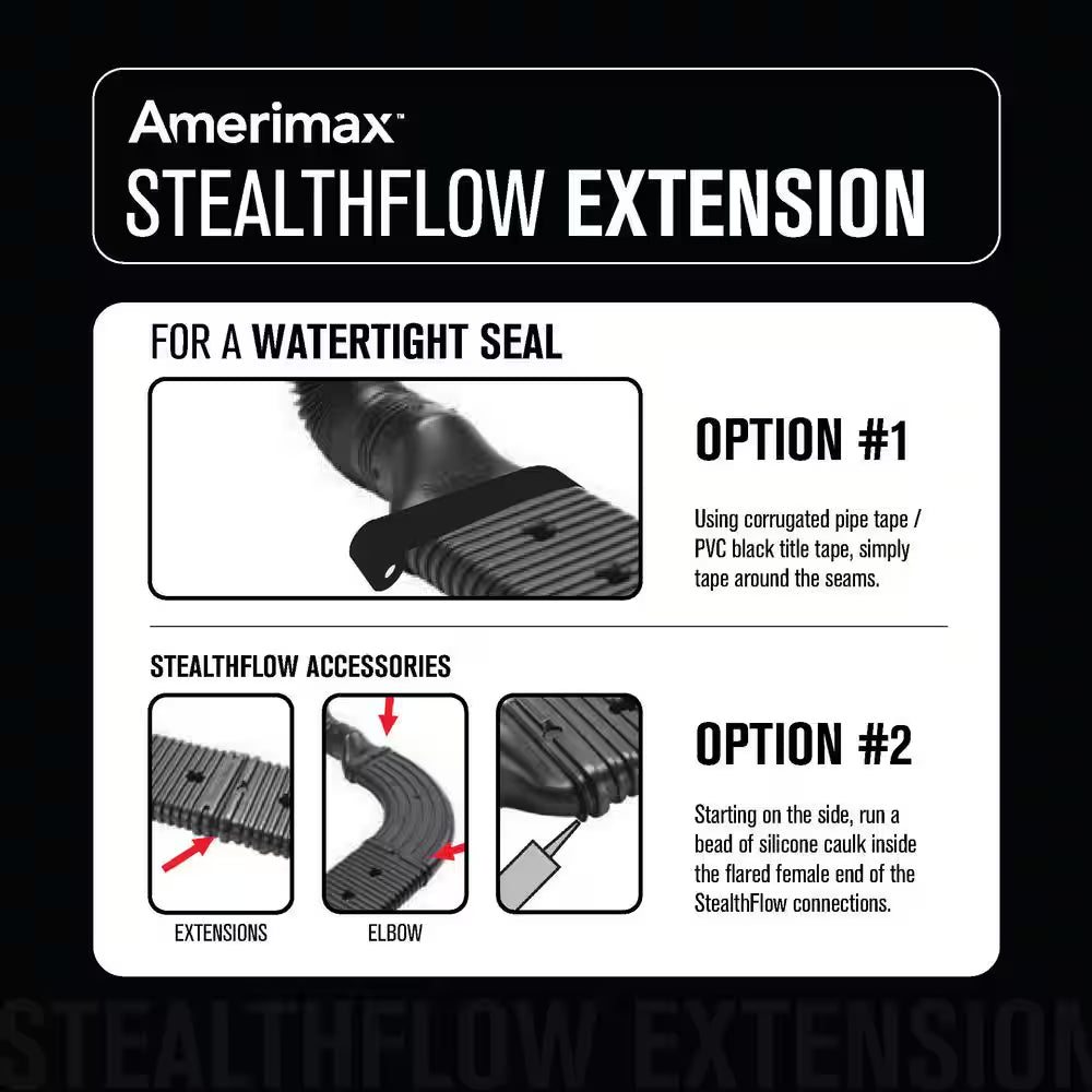 Stealth Flow 60 In. Black Vinyl Low Profile Downspout Extension Only
