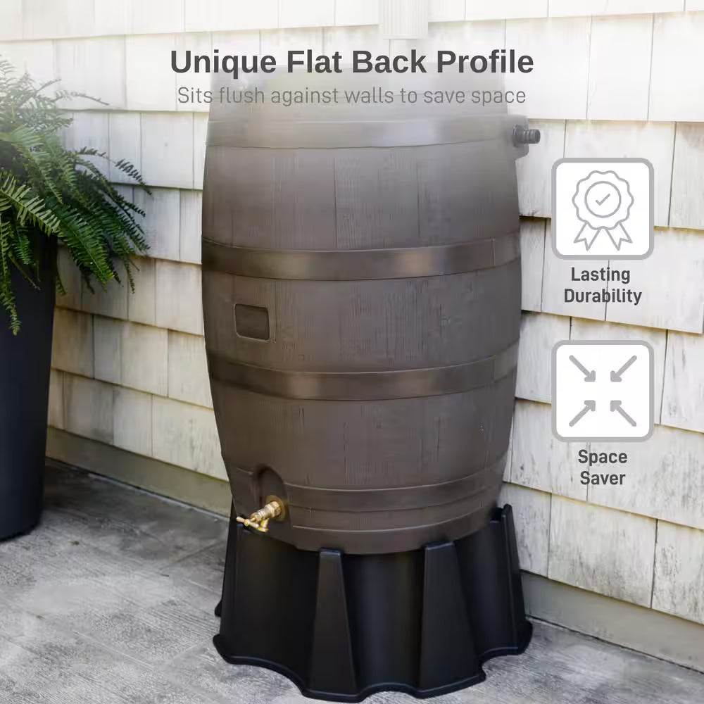 50 Gal. Rain Barrel Walnut Color with Brass Spigot