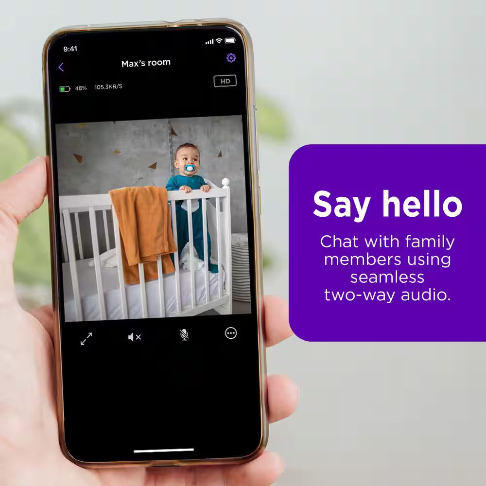 Smart Home Indoor Camera 360° Wi-Fi-Connected Plug-In Security Camera with Motion Detection and Tracking