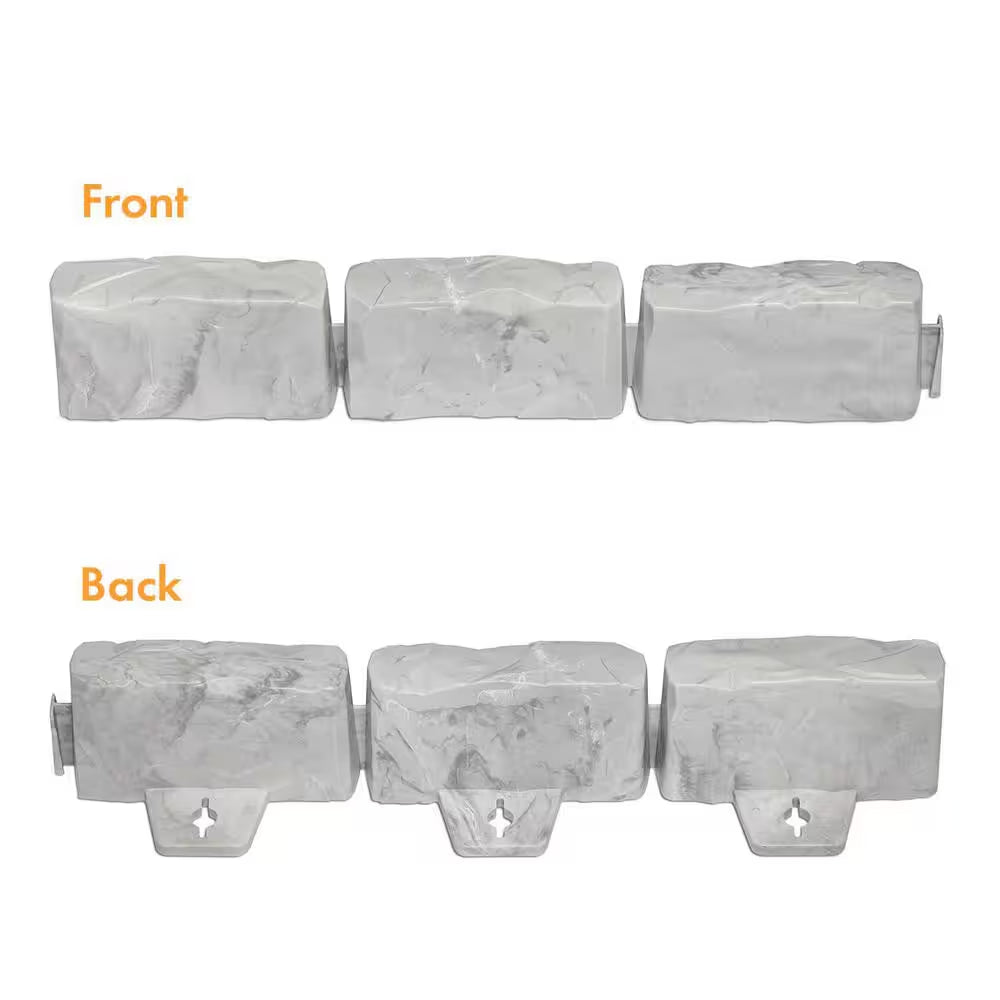 Decorative Faux Stone 10 Ft. X 2.7 In. Gray Plastic No-Dig Landscape Edging Kit