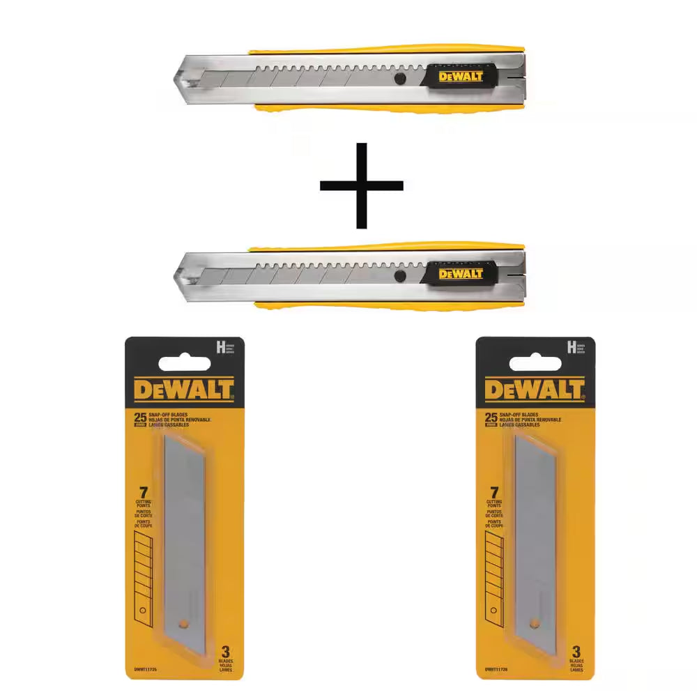 25 Mm Metal Body Snap-Off Knife (2 Piece) and 25 Mm Snap Blades (6 Piece)