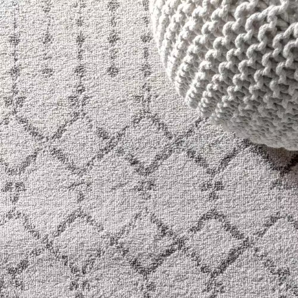 Moroccan Hype Boho Vintage Diamond Cream/Gray 5 Ft. X 8 Ft. Area Rug