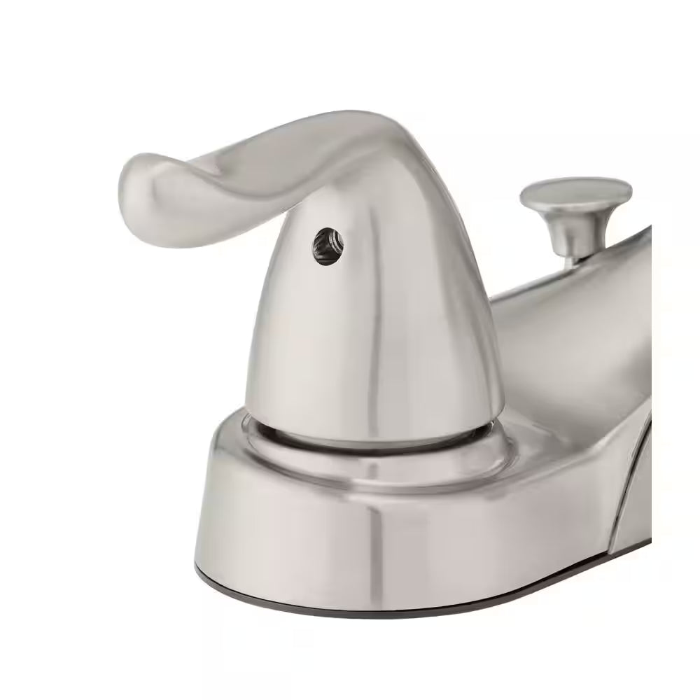 Constructor 4 In. Centerset Double Handle Low-Arc Bathroom Faucet in Brushed Nickel