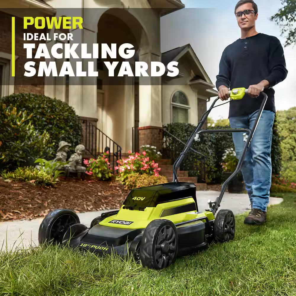 40V 18 In. 2-In-1 Cordless Battery Walk behind Push Lawn Mower (Tool Only)