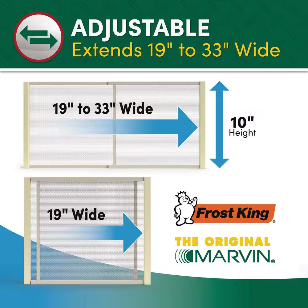 19 - 33 In. W X 10 In. H Clear Wood Frame Adjustable Window Screen
