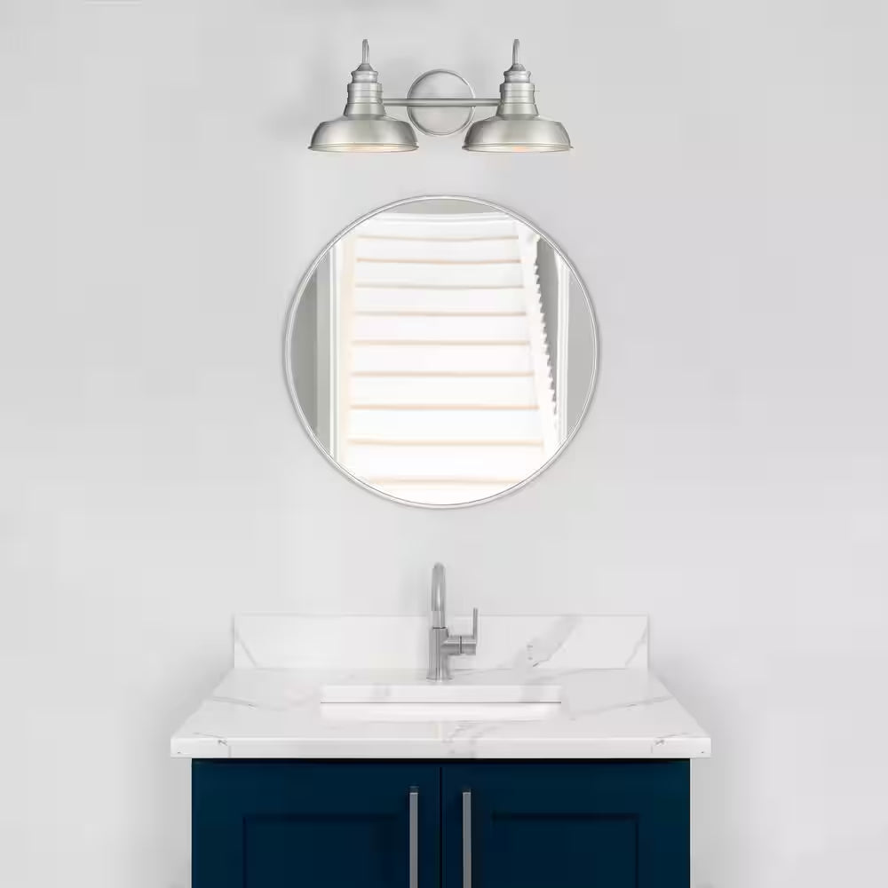 Elmcroft 18.25 In. 2-Light Brushed Nickel Farmhouse Vanity with Metal Shades