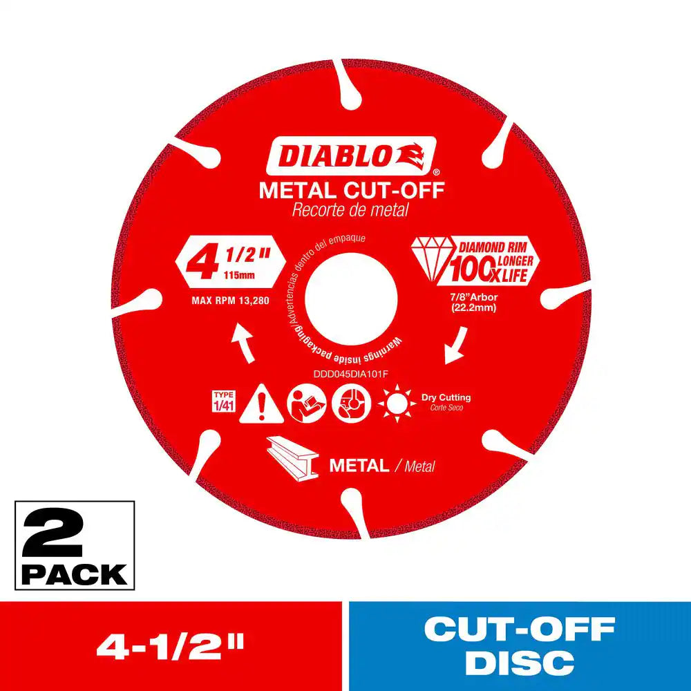4.5 In. Diamond Wheel for Metal Cutting (2-Pack)