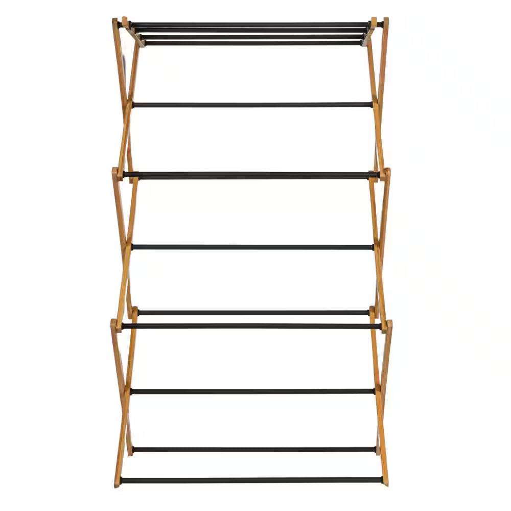 Black 39.37 In. X 14.17 In. X 23.62 In. Bamboo Free Standing Folding Drying Rack