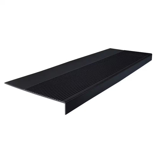 Light Duty Ribbed Design Black 12-1/4 In. X 48 In. Rubber Square Nose Stair Tread