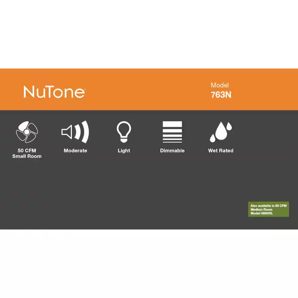 50 CFM Ceiling Bathroom Exhaust Fan with Incandescent Light