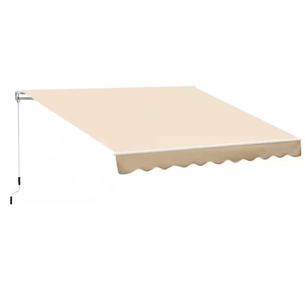 10 Ft. X 8 Ft. Manual Retractable Sunshade Patio Awning with UV Protection and Easy Crank Opening Beige Sand