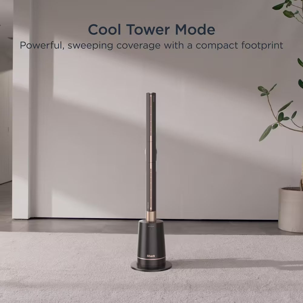 Turboblade 31.5In. 10 Speed Ultra-Powerful Bladeless Tower Fan in Charcoal 180° Oscillation, Pivots and Twists