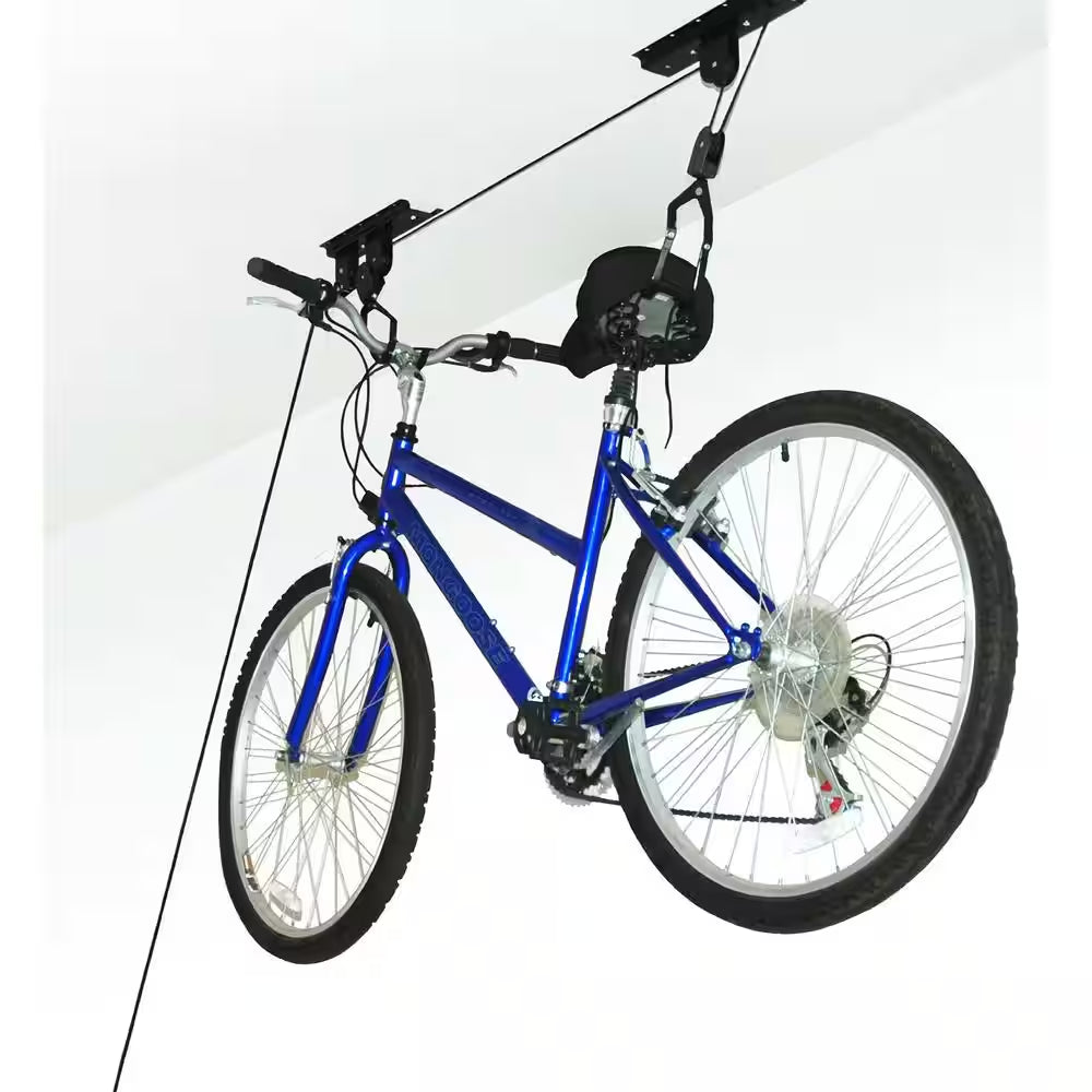 Black 1-Bike Hoist Garage Bike Rack