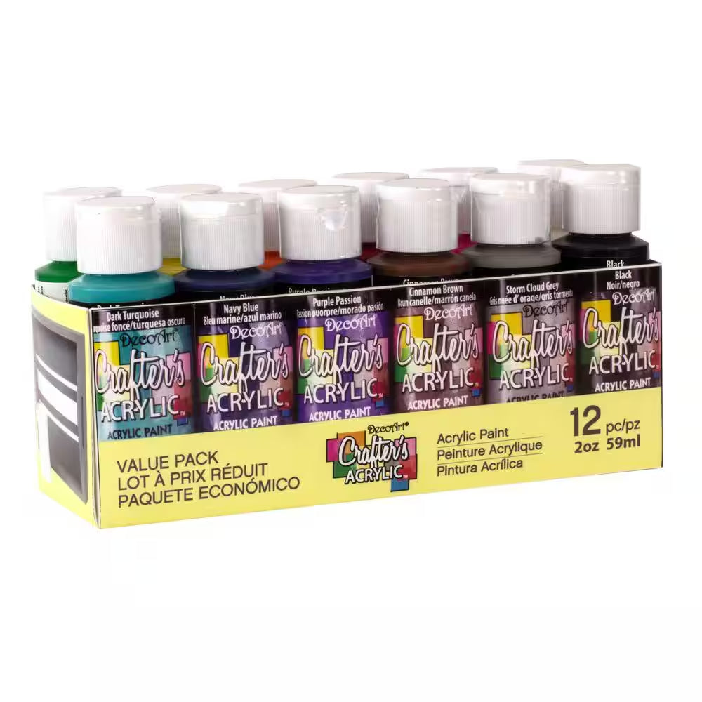 2 Oz. 12-Color Acrylic Craft Paint Set