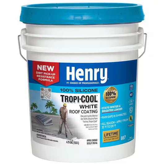 887 Tropi-Cool White 100% Silicone Reflective Roof Coating 4.75 Gal.
