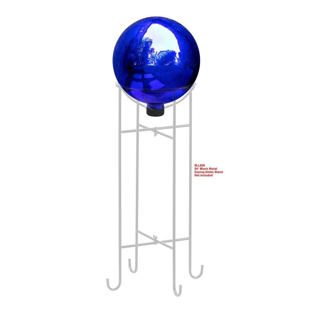 10 In. Dia Indoor/Outdoor Glass Gazing Globe Festive Yard Decor, Blue