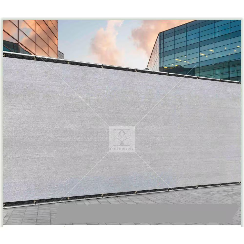 6 Ft. X 25 Ft. Grey Privacy Fence Screen Mesh Fabric Cover Windscreen with Reinforced Grommets for Garden Fence