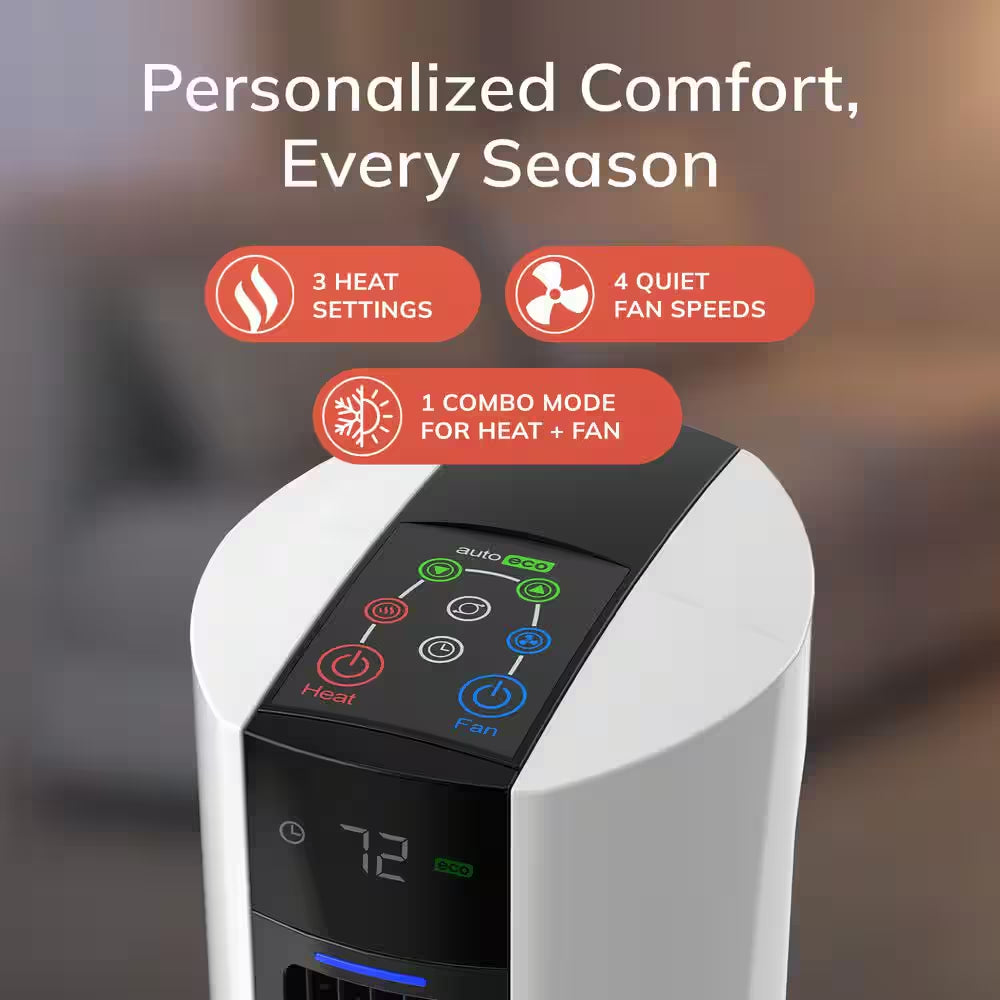 All Season 1500-Watt Electric Oscillating Space Heater and Fan Combo Tower with Remote Control