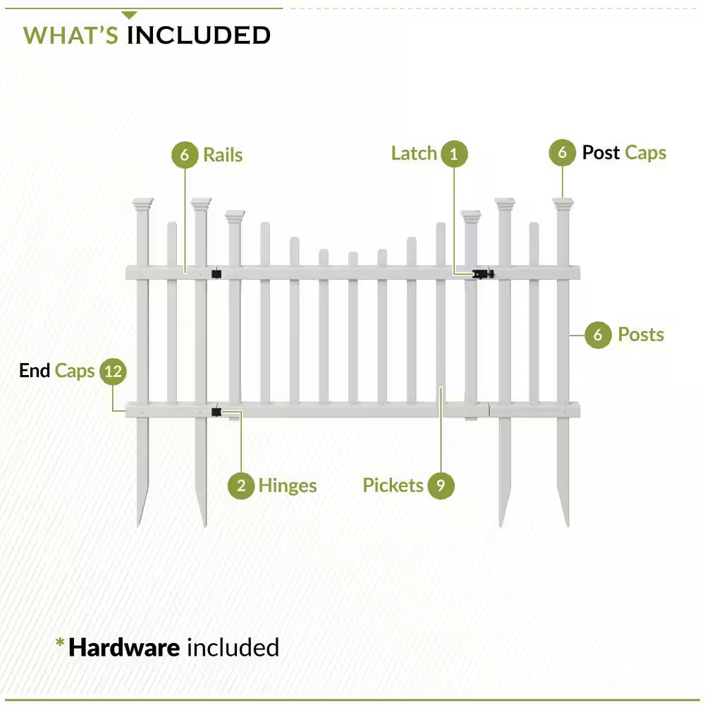 5 Ft. W X 2.5 Ft. H White Vinyl Washington Fence Gate Kit