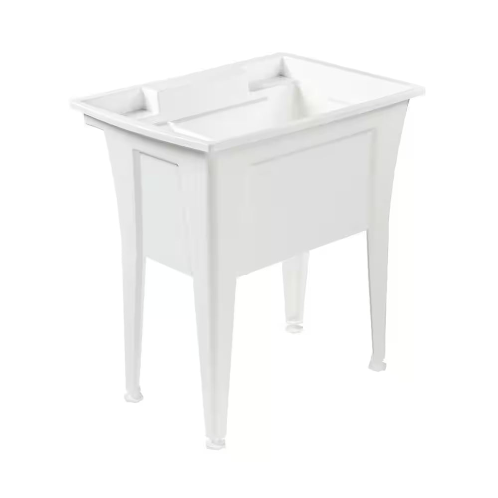 32 In. X 22 In. White Freestanding Utility/Laundry Sink