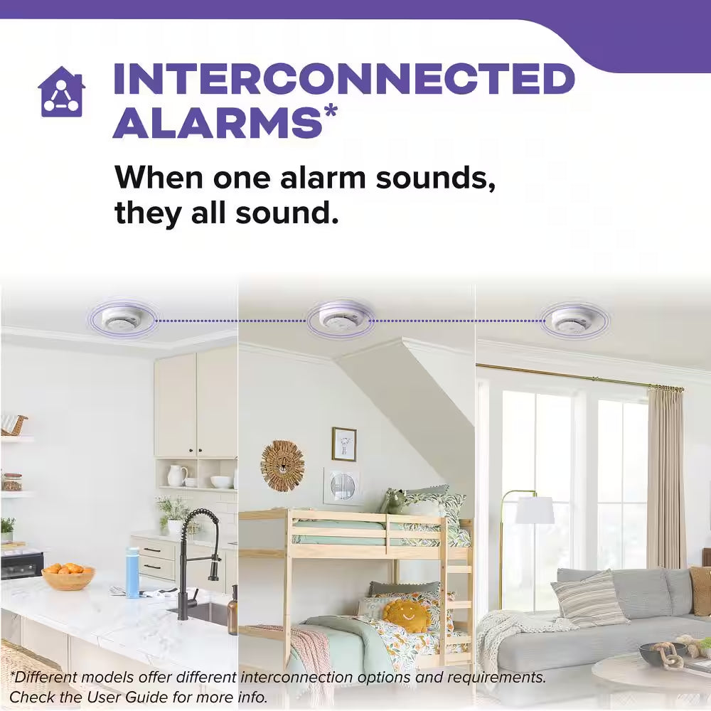 10-Year Battery and Hardwired Smoke and Carbon Monoxide Detector, Interconnectable and LED Warning Lights, 30CUA10