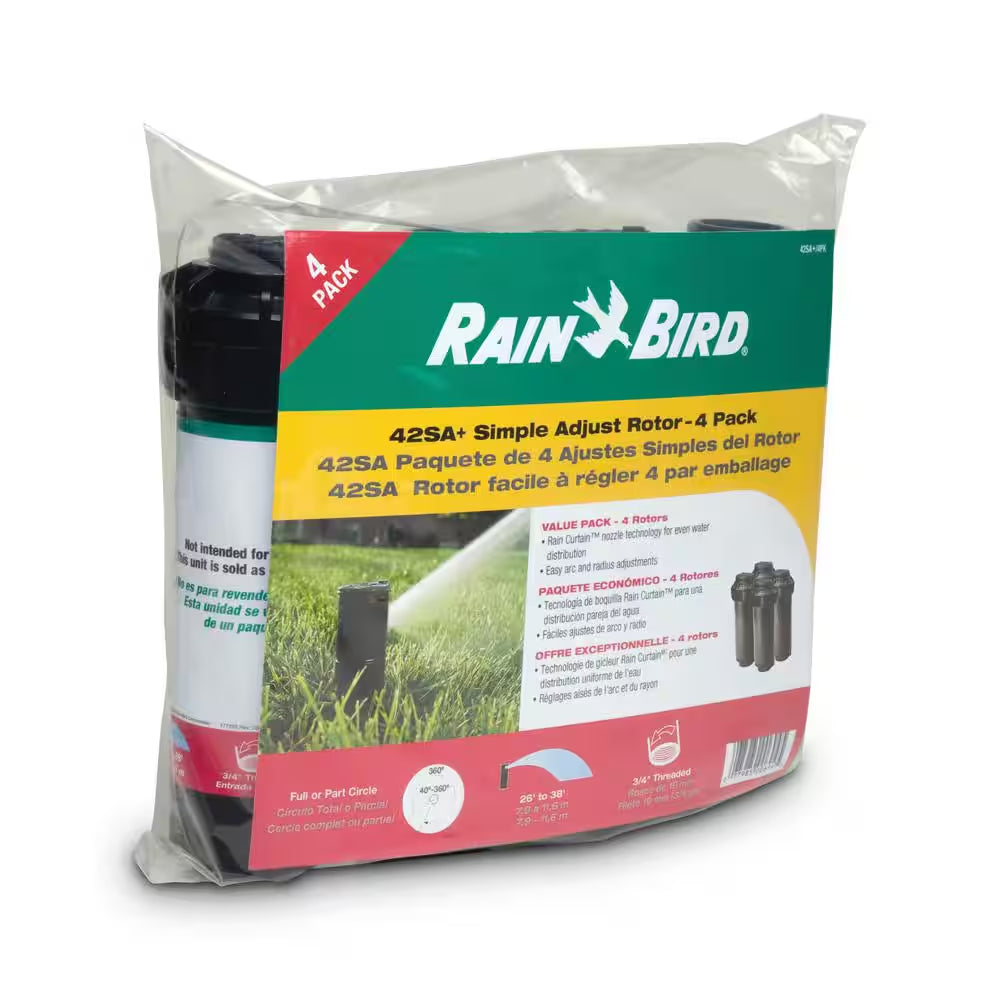 42SA+ 4 In. Pop-Up Gear-Drive Rotor Sprinklers, 40-360 Degree Pattern, Adjustable 26-38 Ft. (4-Pack)