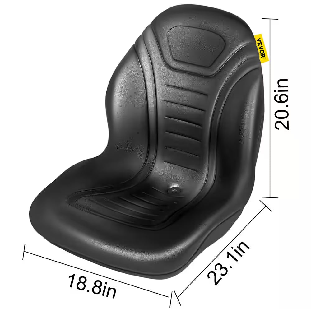 18.8 X 23.1 X 20.6 In. Universal Tractor Seat Replacement with Central Drain Hole Compact High Back Mower Seat, Black