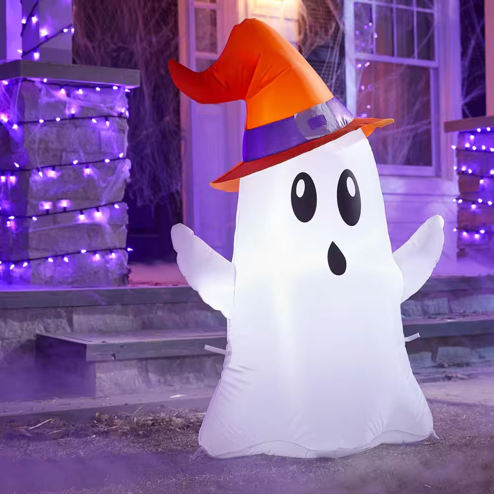 3.5 Ft LED Ghost with Witch Hat Inflatable Airblown® I2
