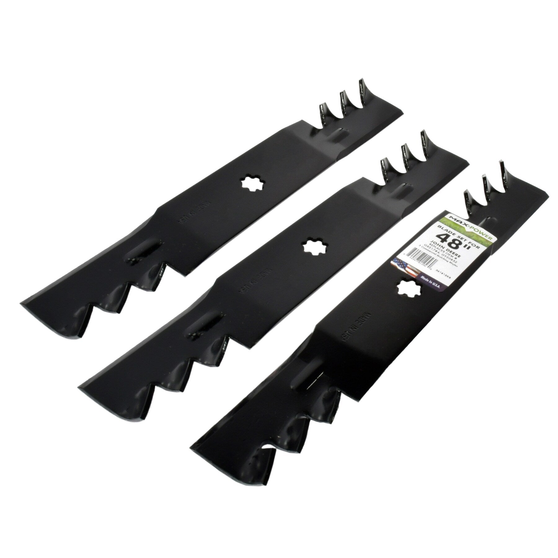 48-In Deck Mulching Mower Blade for Riding Lawn 3 -Pack Replaces OEM Numbers GX21784, GX21786, and GY20852