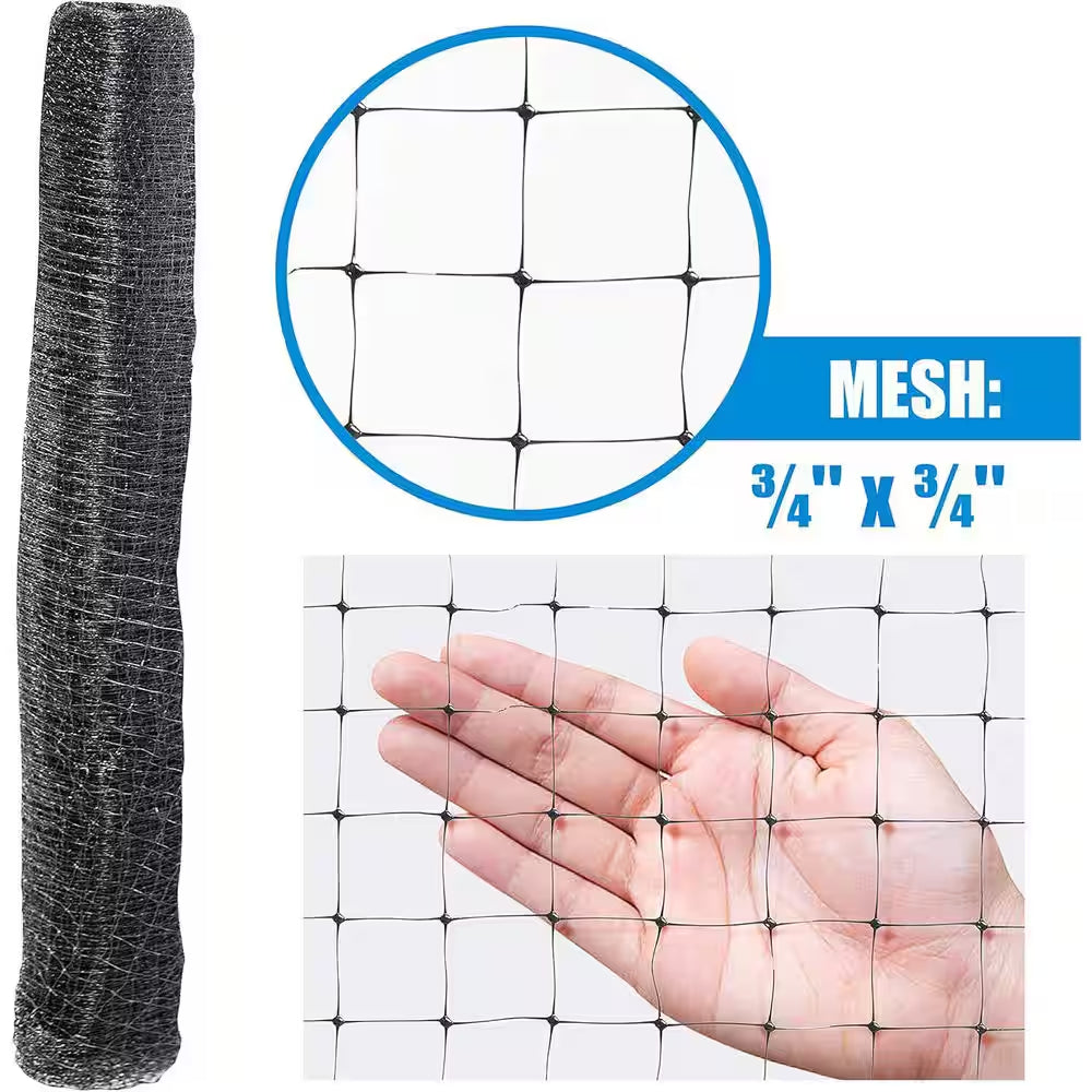 7 Ft. X 100 Ft. X 3/4 In. Black Plastic Bird Netting for Vegetable, Tree and Fruit