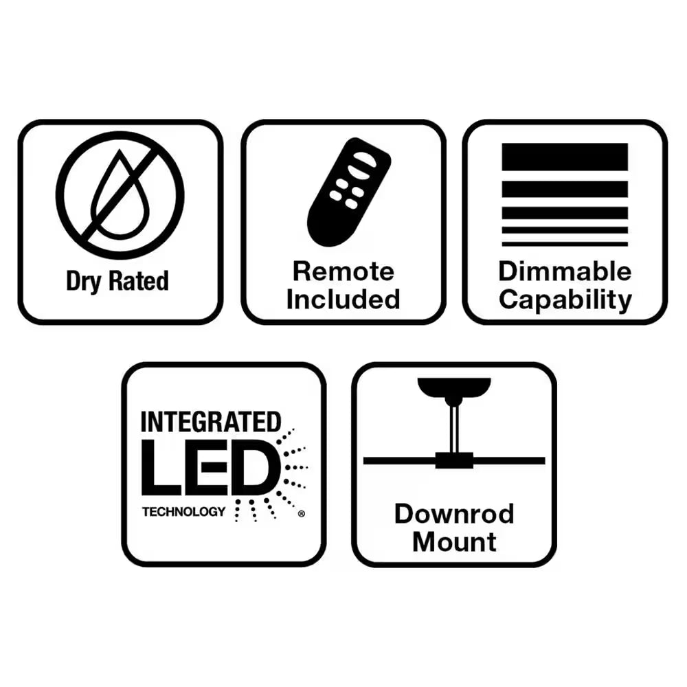 Merwry 48 In. Integrated LED Indoor Matte Black Ceiling Fan with Light Kit and Remote Control