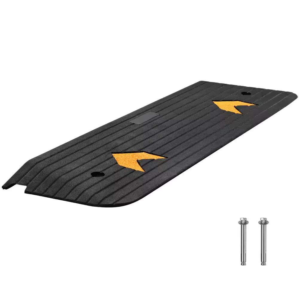 Upgraded Rubber Threshold Ramp, 1 In. Rise Wheelchair Ramp Doorway, Natural Curb Ramp Rated 33069 Lbs. Load Capacity
