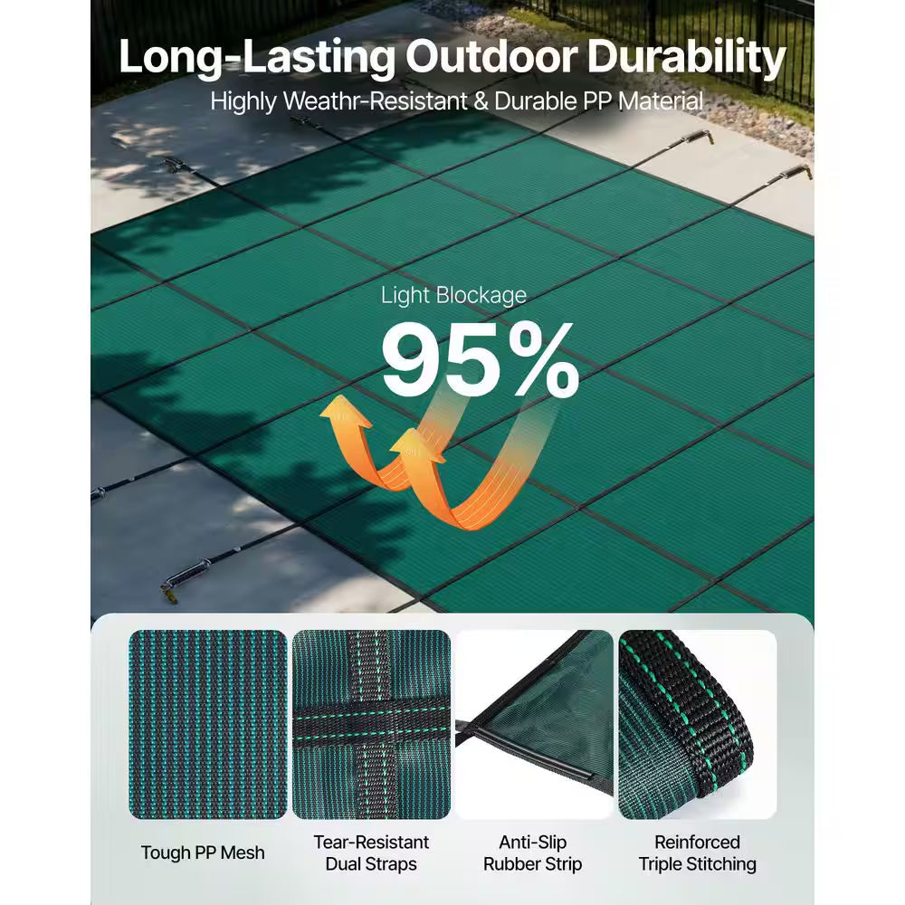 20 Ft. X 40 Ft. Rectangle In-Ground Pool Safety Covers Child Inground Safety Pool Cover for Swimming