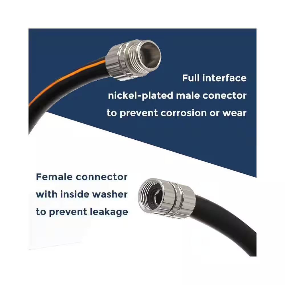 5/8 In. X 50 Ft. Heavy-Duty Flexible No Kink Rubber Water Garden Hose Leakproof Custom Length Male-Female Fittings