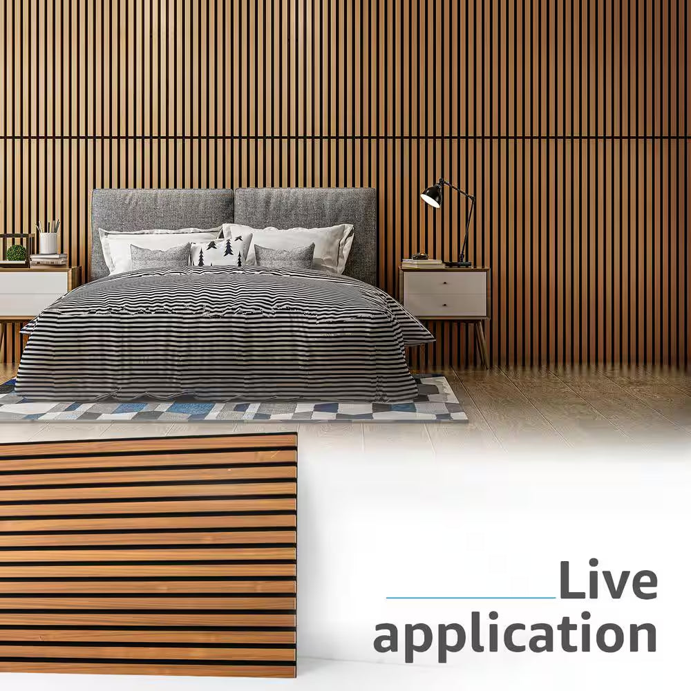 0.83 In. X 2 Ft. X 4 Ft. Dark Oak Slat MDF Acoustic Decorative Wall Paneling, 3D Sound Absorbing Panel(31 Sq. Ft./Case)