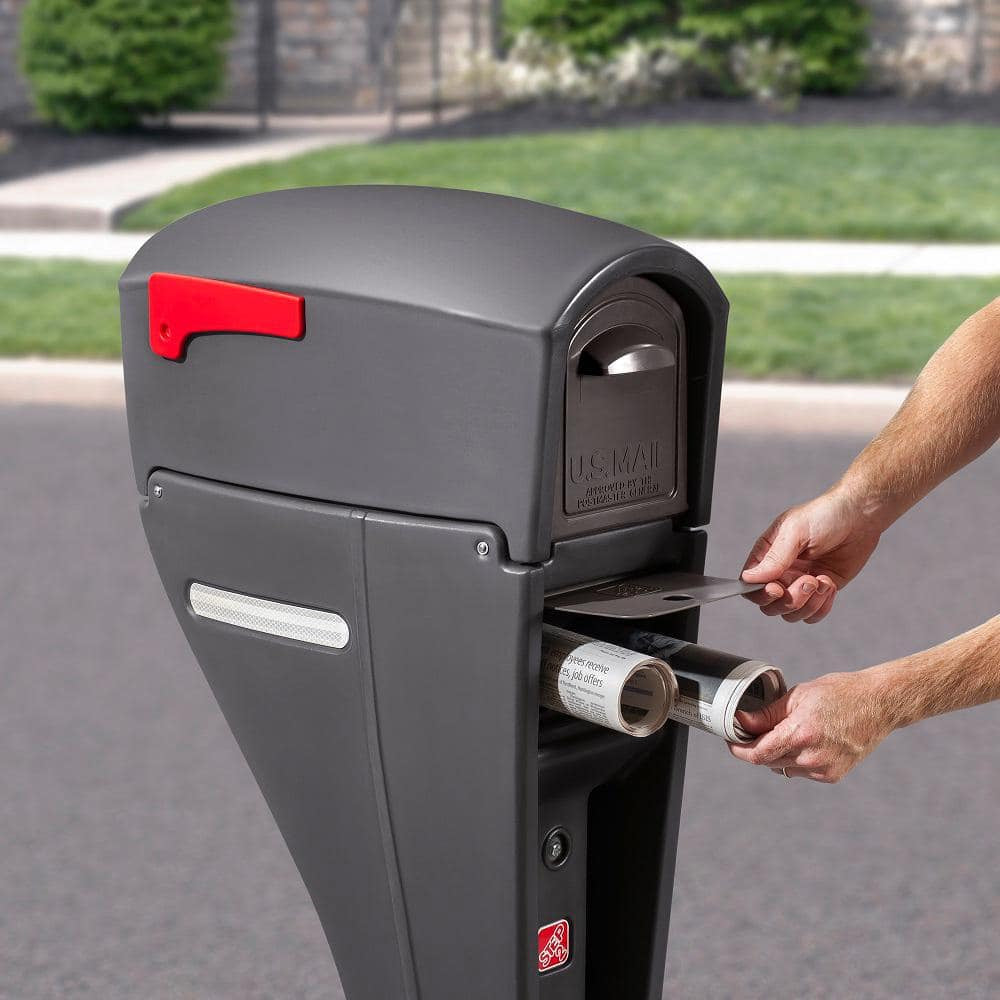 Mailmaster Streamline Large Resin Overpost Mailbox and Post Combo Gray