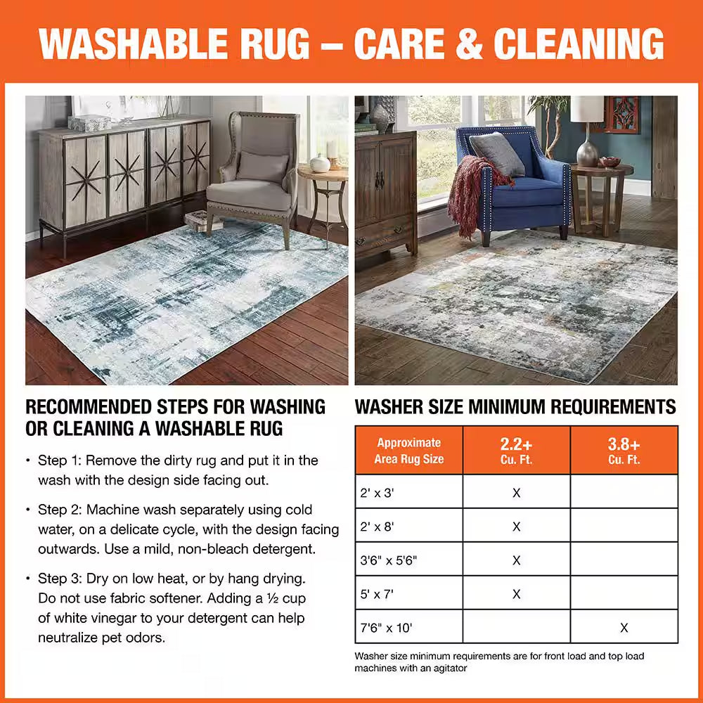 Harmony Gray 2 Ft. X 7 Ft. Indoor Machine Washable Runner Rug