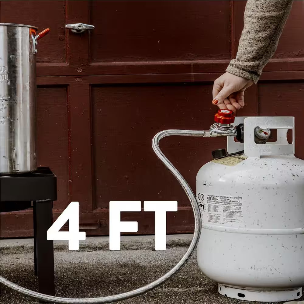 4 Ft. 0 PSI to 20 PSI High Pressure Propane Regulator and Steel Braided Hose