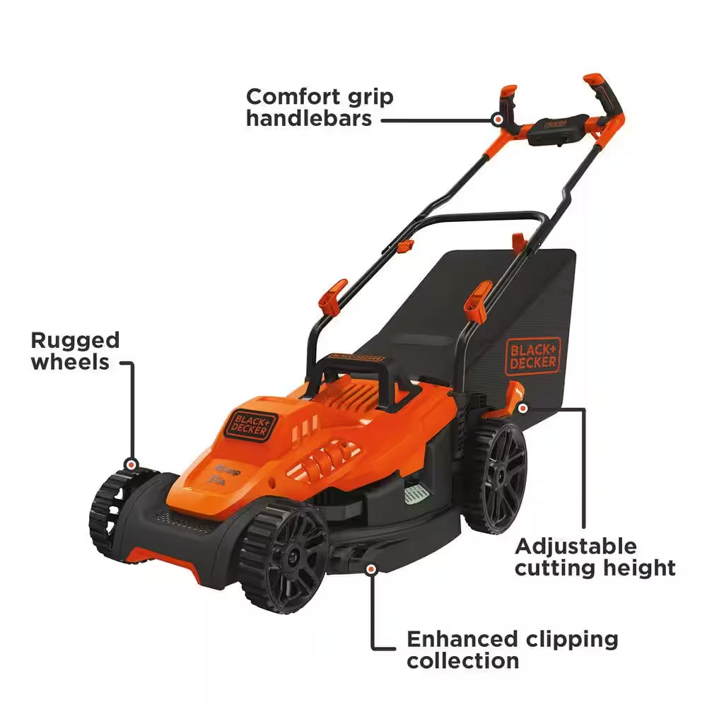 15 In. 10 AMP Corded Electric Walk behind Push Lawn Mower
