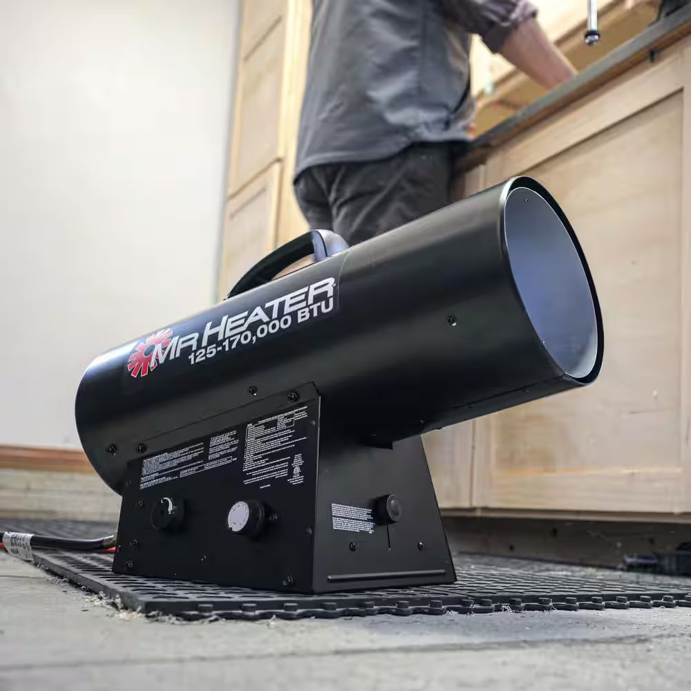 125,000 BTU Forced Air Propane Outdoor Space Heater with Quiet Burner Technology (3,000 Sq. Ft. Heating Area)