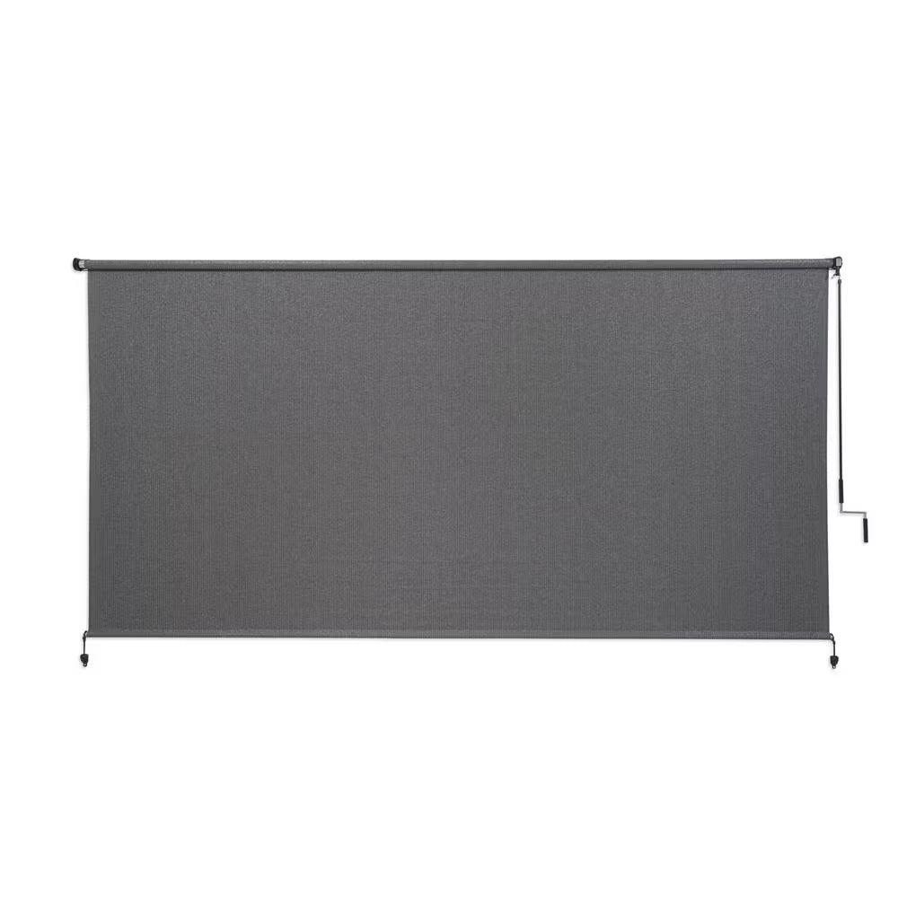Pewter Cordless UV Blocking Fade Resistant Fabric Exterior Roller Shade 120 In. W X 72 In. L