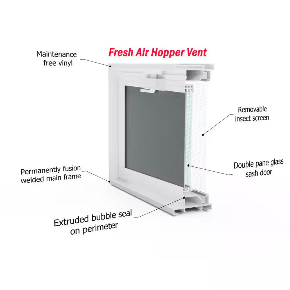 3 In. Thick Series 16 In. X 16 In. X 3 In. Hopper Vent for Glass Block Windows (Actual 15.5 In. X 15.5 In. X 3.12 In. )