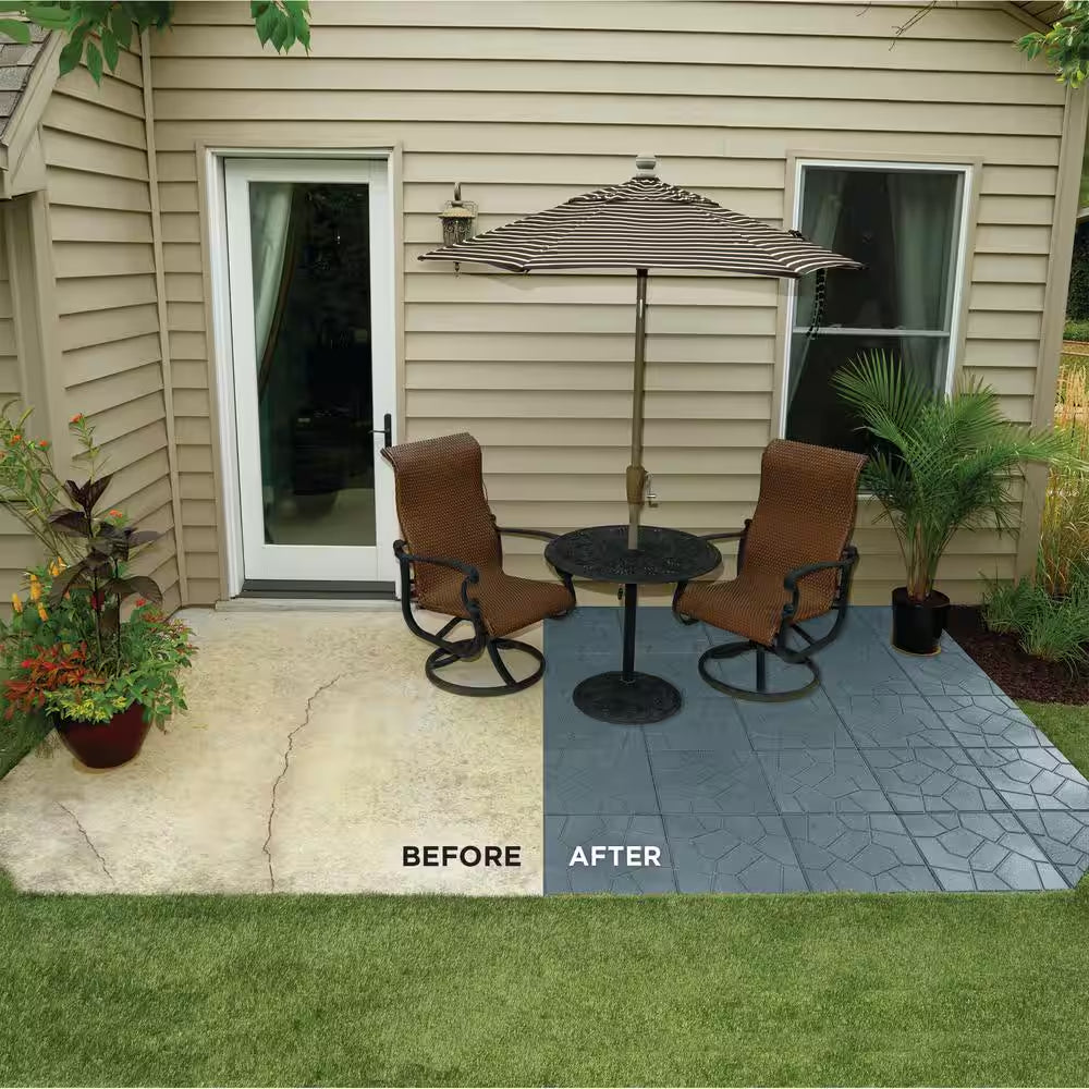 16 In. X 16 In. X 3/4 In. Gray Dual-Sided Rubber Paver (9-Pack)