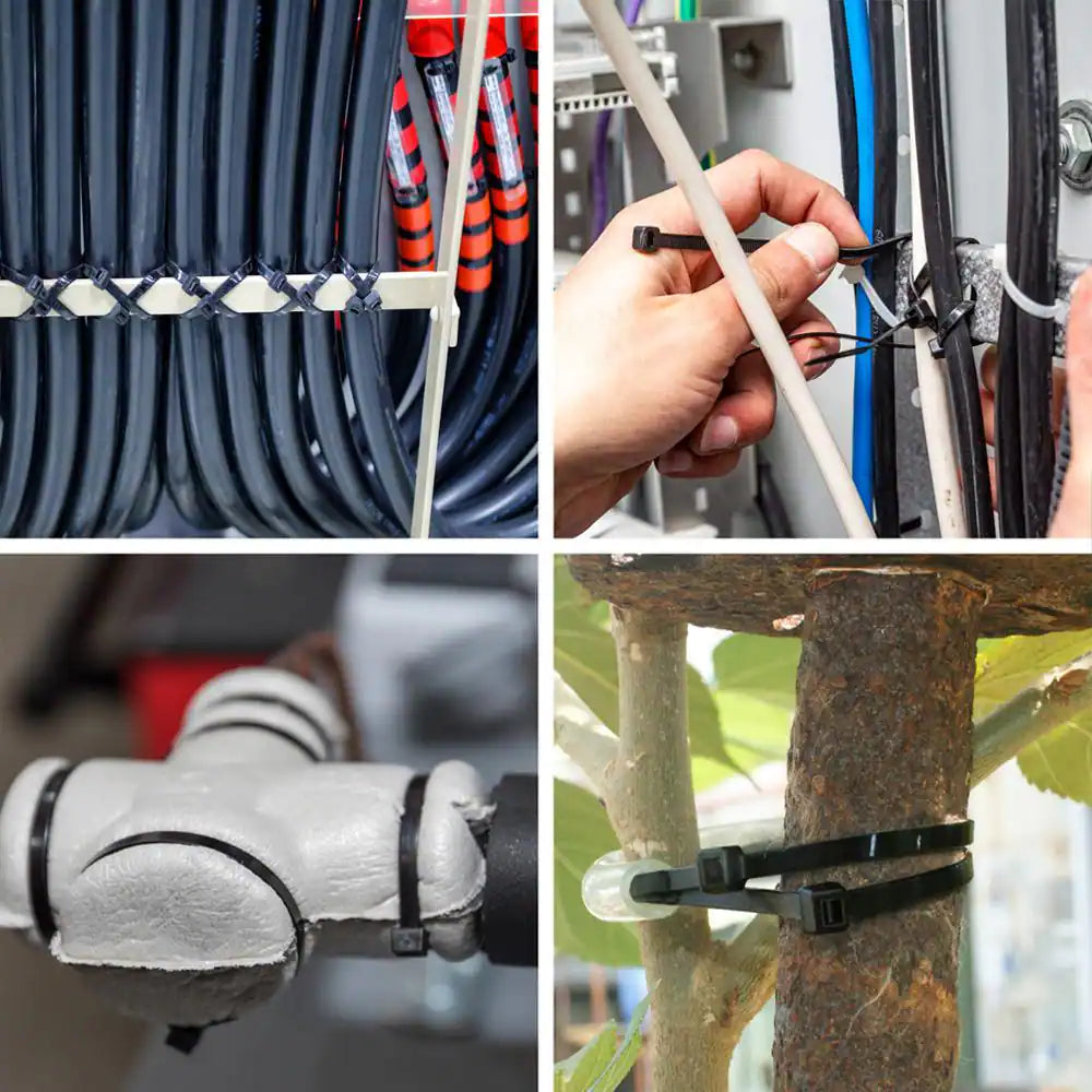 8In Standard 50Lb Tensile Strength UL 21S Rated Cable Zip Ties 1000 Pack UV (Black)