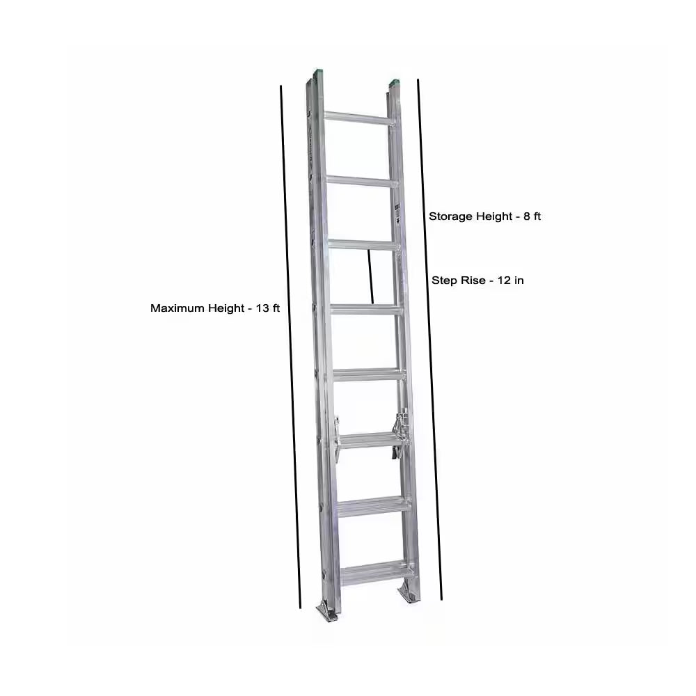 16 Ft. Aluminum Extension Ladder (15 Ft. Reach Height) with 225 Lb. Load Capacity Type II Duty Rating