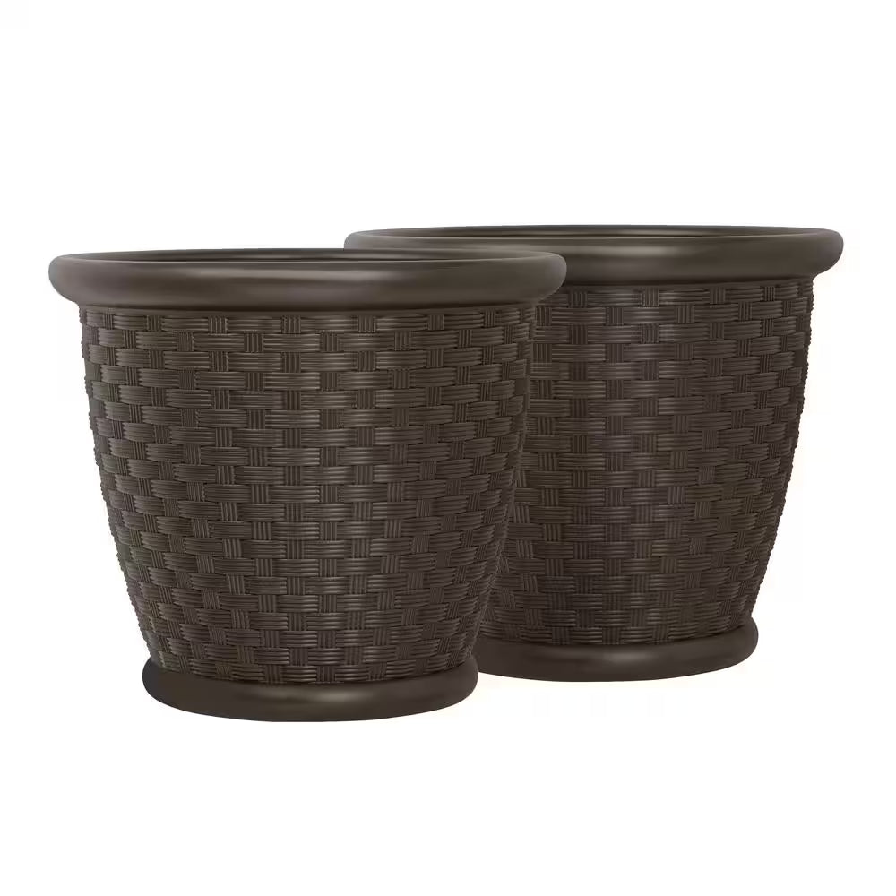 Sonora 22 In. round Java Blow Molded Plastic Planter (2-Pack)