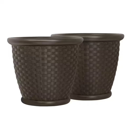 Sonora 22 In. round Java Blow Molded Plastic Planter (2-Pack)
