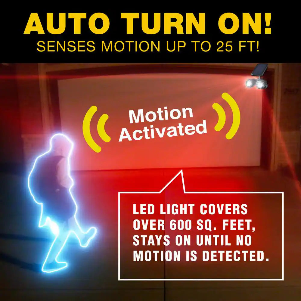 Solar Powered Motion Activated Integrated LED Black Outdoor Bionic Spotlight Duo Area Light