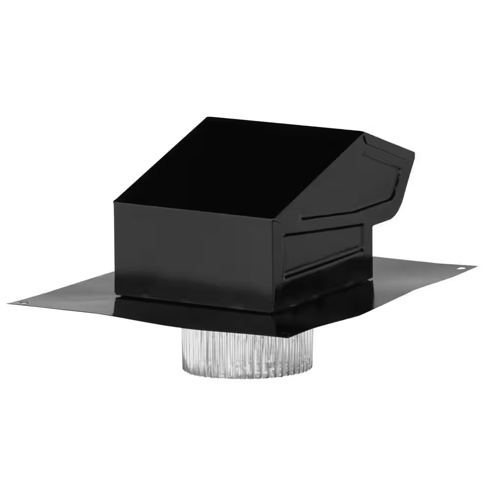 3 In. to 4 In. Roof Vent Kit for round Duct Steel in Black