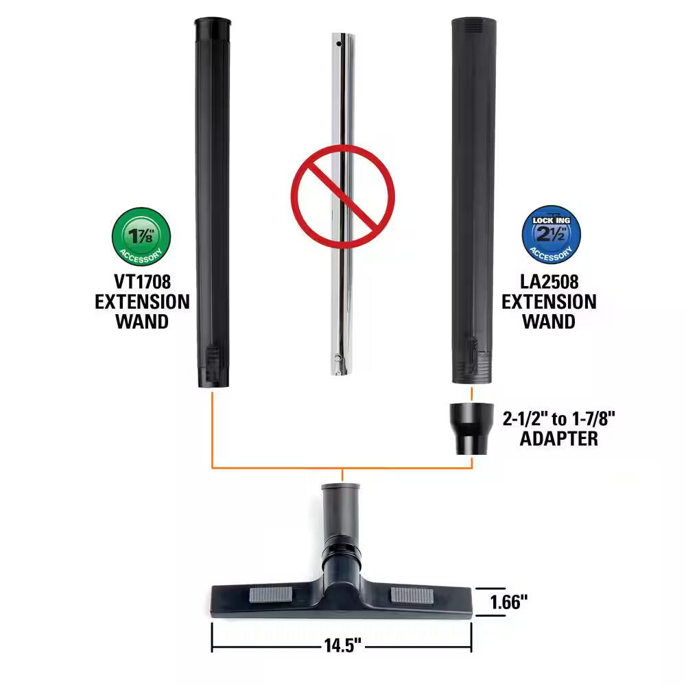 1-7/8 In. and 2-1/2 In. VT1738 Premium Floor Cleaning Accessory Kit Shop Vacuum Attachments for  Wet Dry Vacs